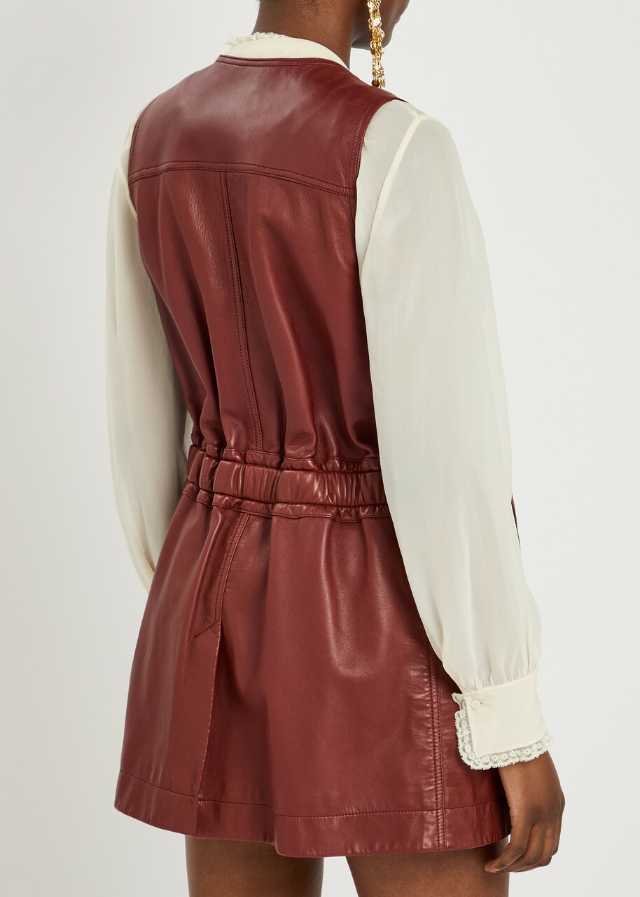 Chloe Leather Gilet Dark Red