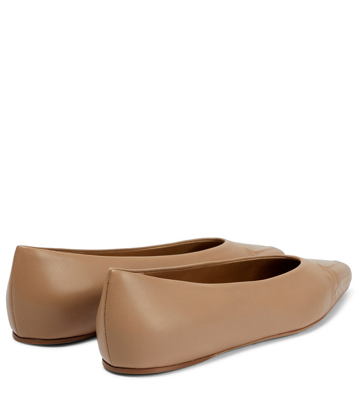 Max Mara - Logo-embossed leather ballet flats