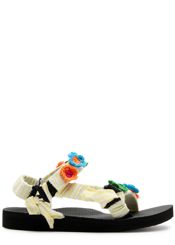 Photo: Arizona Love Trekky Striped Floral-appliquéd Sandals Beige