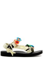 Arizona Love Trekky Striped Floral-appliquéd Sandals Beige