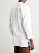 SMR Days - Cavalet Grandad-Collar Bib-Front Cotton-Voile Shirt - White