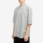 Acne Studios Men's Sandrok Matt Stripe Short Sleeve Shirt in Black/White