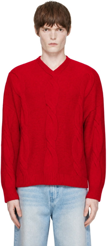 Photo: Cordera Red Wool Braided Sweater