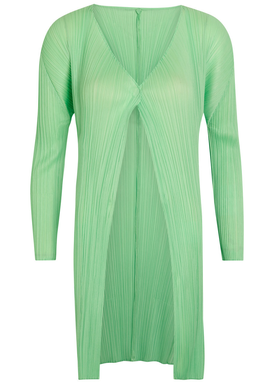 Pleats Please Issey Miyake Pleated Woven Coat Light Green