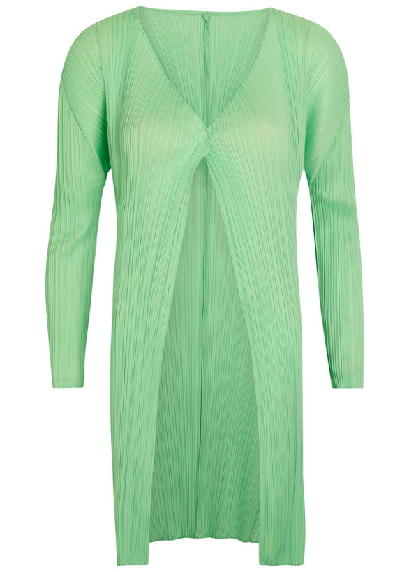 Photo: Pleats Please Issey Miyake Pleated Woven Coat Light Green