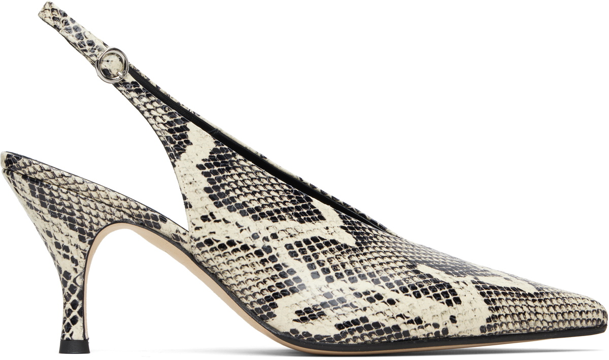 Aeyde Off-White & Black Carla Heels