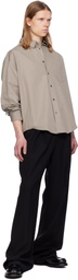 AMI Paris Taupe Cotton Ami de Coeur Boxy Shirt