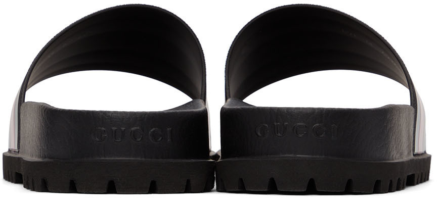 Gucci Black Rubber Web Slide Sandals Gucci