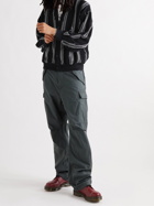 REMI RELIEF - Distressed Striped Cotton-Blend Jacquard Cardigan - Black