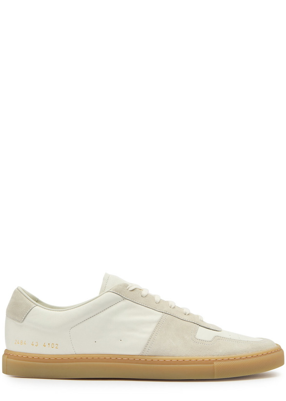 Photo: Common Projects BBall Panelled Leather Sneakers Cream