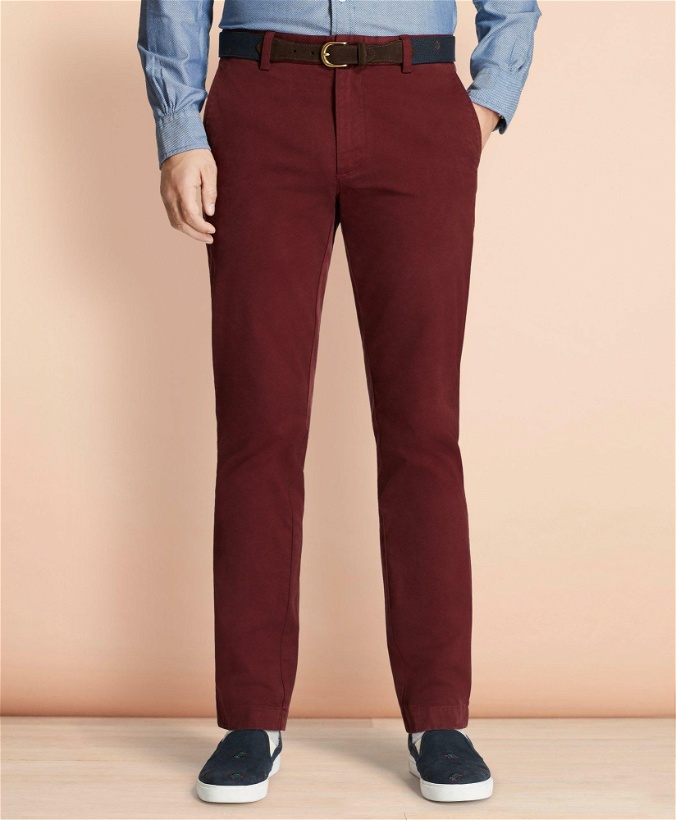 Photo: Brooks Brothers Men's Garment-Dyed Stretch Chinos | Burgundy