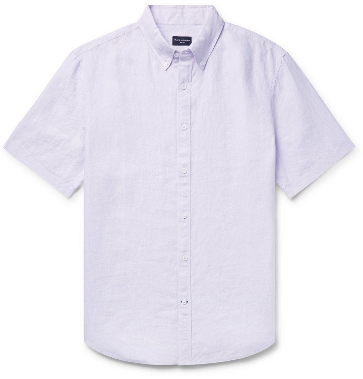 Photo: Club Monaco - Slim-Fit Button-Down Collar Slub Linen-Chambray Shirt - Lilac