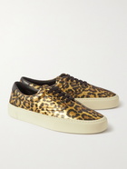 SAINT LAURENT - Venice Leopard-Print Leather Sneakers - Brown