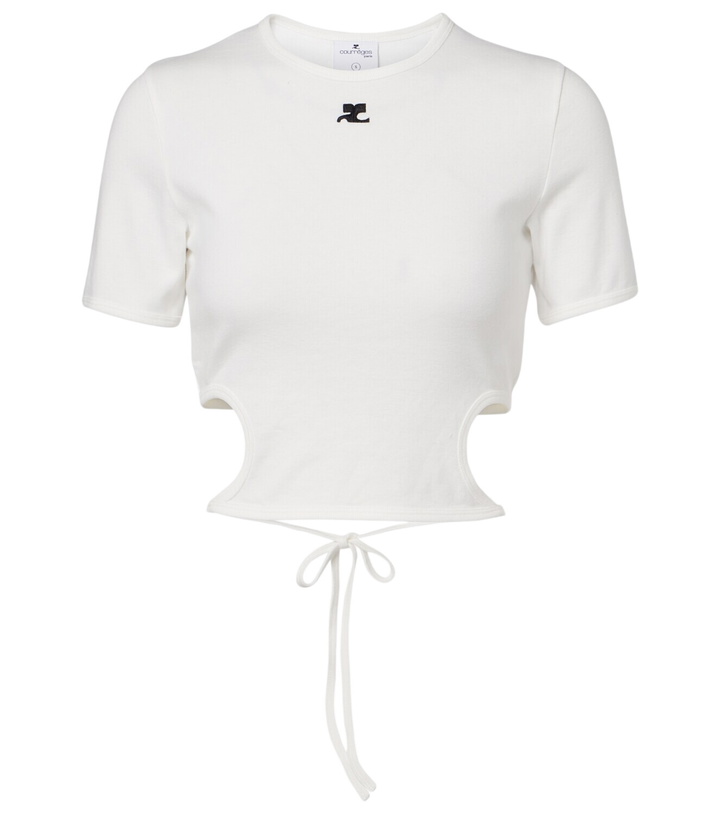 Photo: Courrèges Logo cutout tie-back cotton crop top