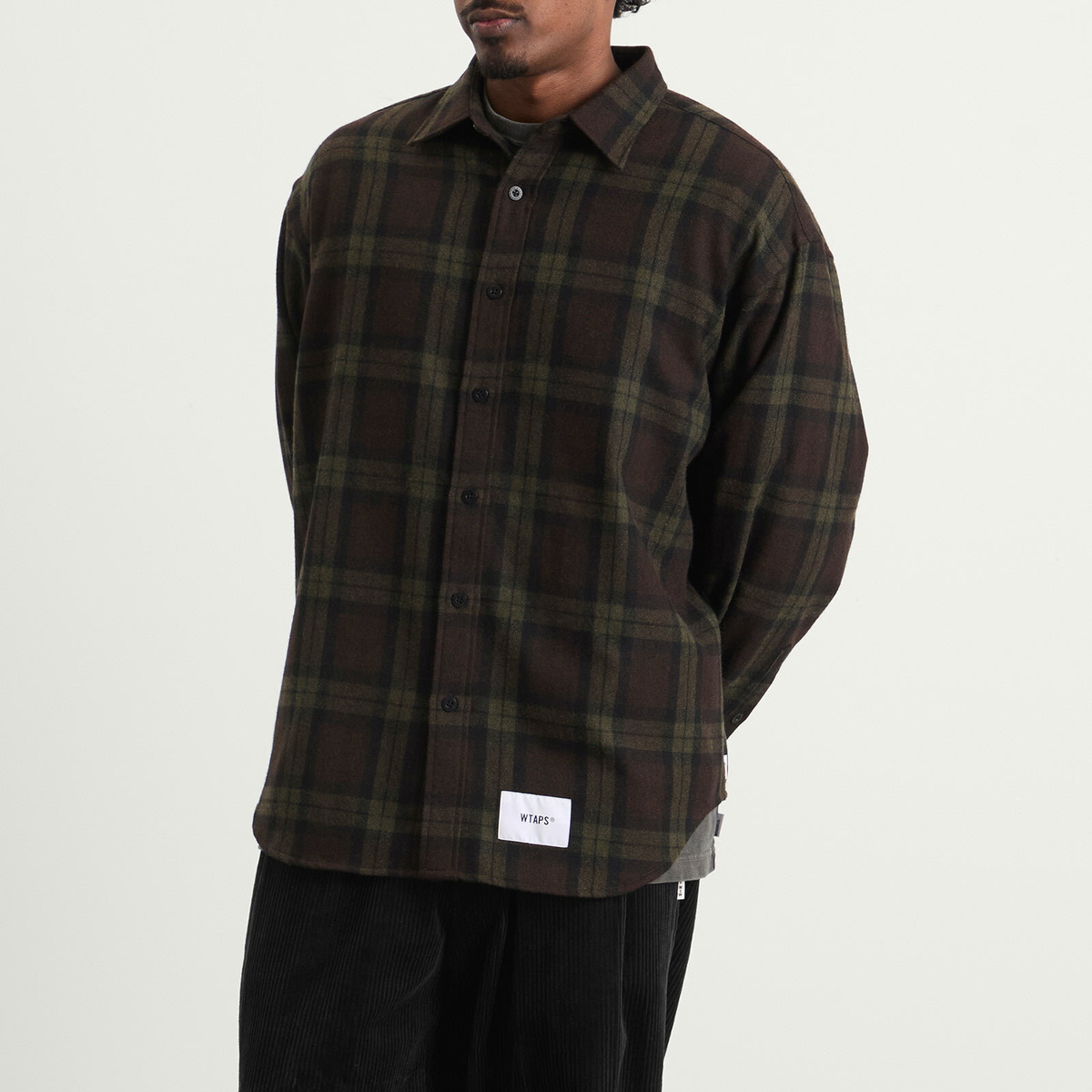 wtaps txt WTAPS TXT 02 LS Cotton Flannel Textile Button Shirt Blue 