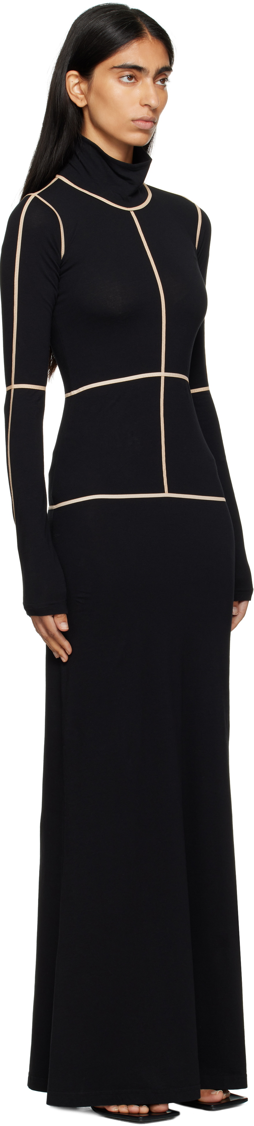 MM6 Maison Margiela Black Taped Seam Maxi Dress