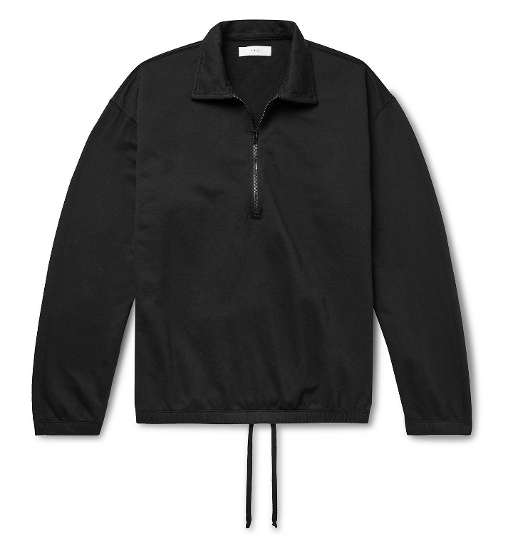 Photo: Save Khaki United - Garment-Dyed Fleece-Back Supima Cotton-Jersey Half-Zip Sweatshirt - Black
