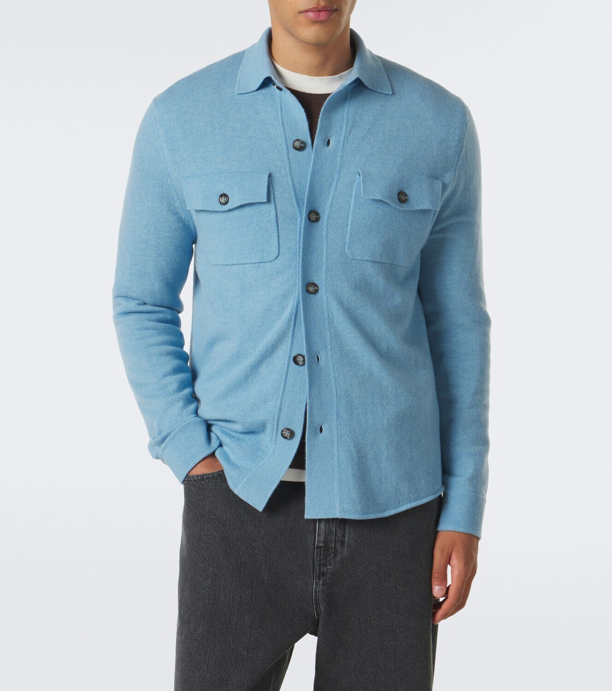 Allude Knitted wool and cashmere shirt