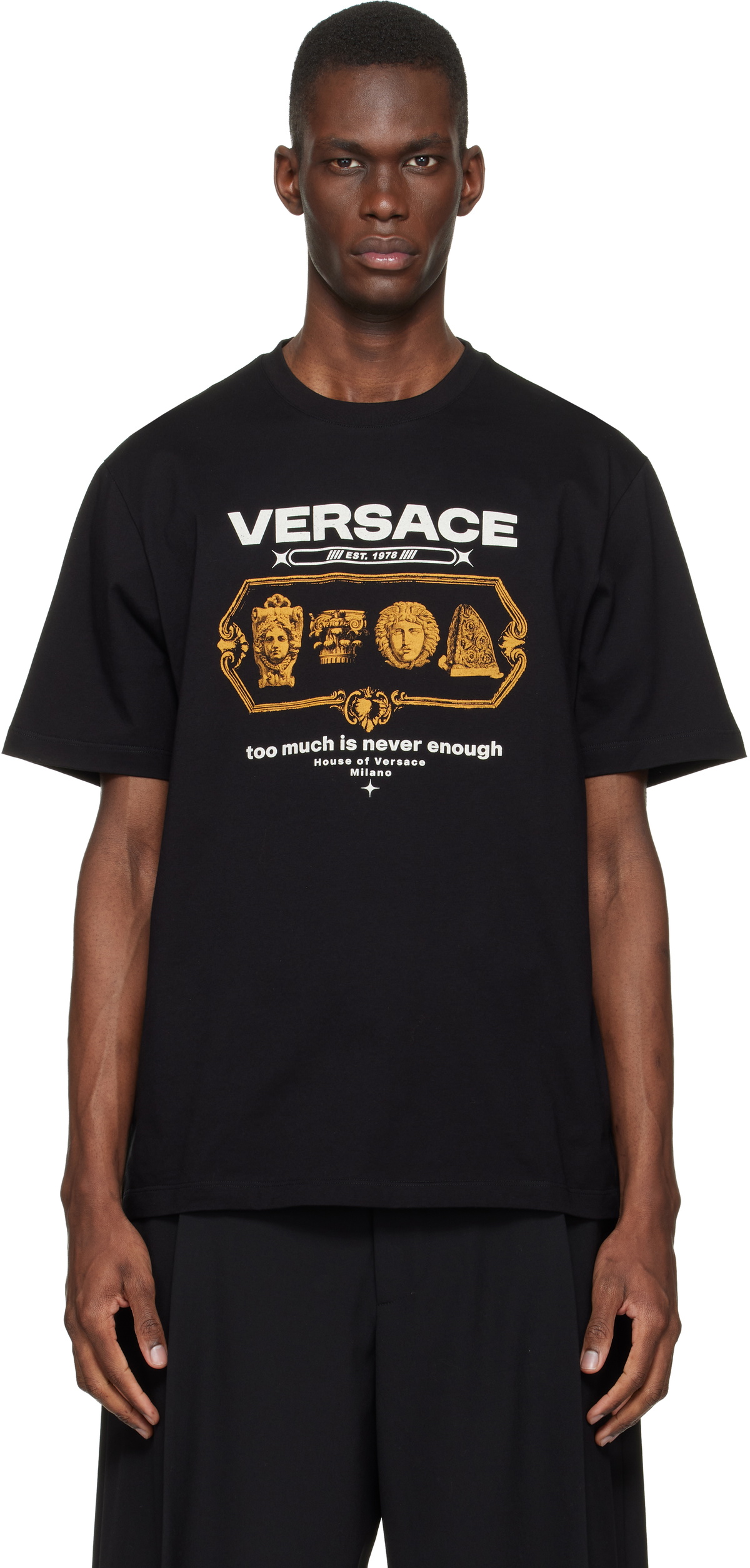Versace Black Compact Cotton-Jersey T-shirt