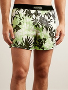 TOM FORD - Velvet-Trimmed Floral-Print Silk-Satin Boxer Shorts - Green