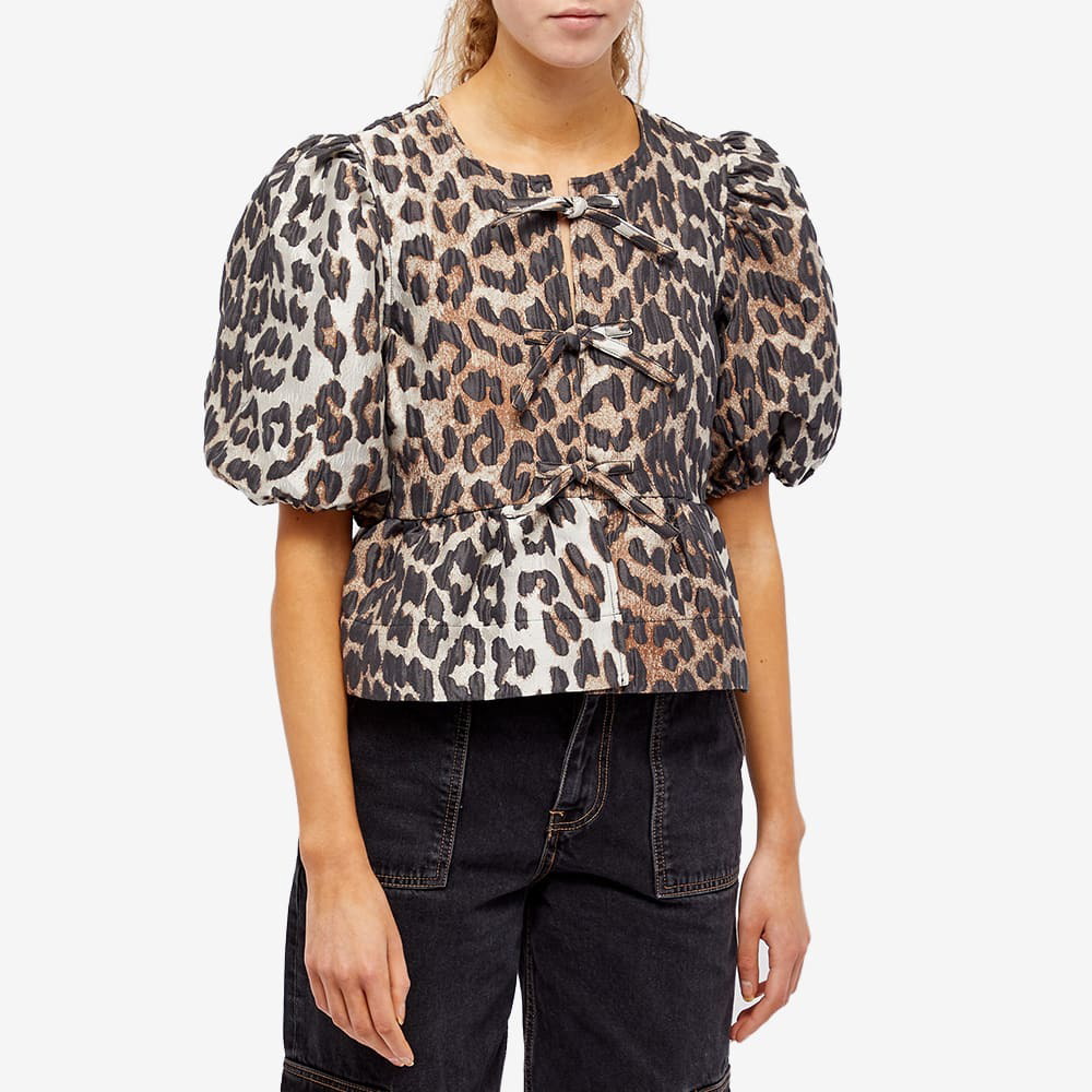  Women's Plus Size top Plus Leopard Jacquard Lantern