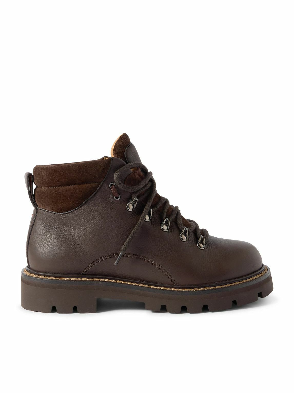 Loro Piana - Beinn Walk Shearling-Lined Leather and Padded Suede Boots - Brown