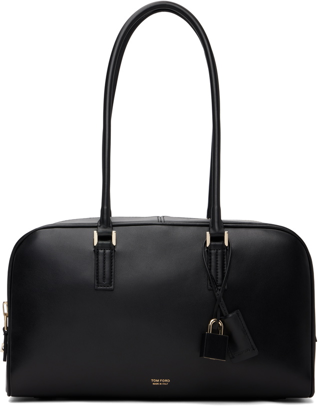 Photo: TOM FORD Black Supple Leather Zipped Small Stryke Shoulder Bag