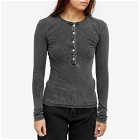 Good American Women's Jeanius Fitted Long Sleeve Henley Top in Black