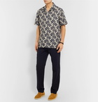 Brioni - Camp-Collar Printed Linen and Cotton-Blend Shirt - Black