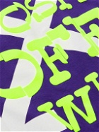 Off-White - Logo-Flocked Cotton-Jersey T-Shirt - Purple