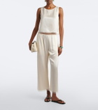 Leset Barb lace-trimmed satin crop top