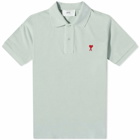 AMI Men's Small A Heart Polo Shirt in Pale Green