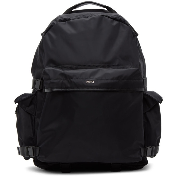 Photo: Juun.J Black Nylon Multi-Pocket Backpack