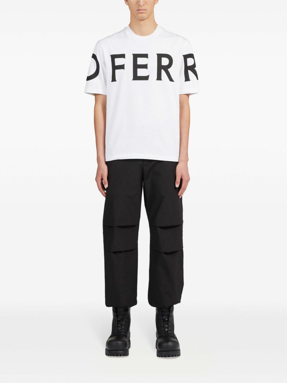Ferragamo White Logo-Print Cotton T-Shirt Salvatore Ferragamo