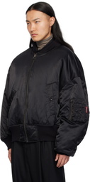 FUMITO GANRYU Black Graffiti MA-1 Bomber Jacket