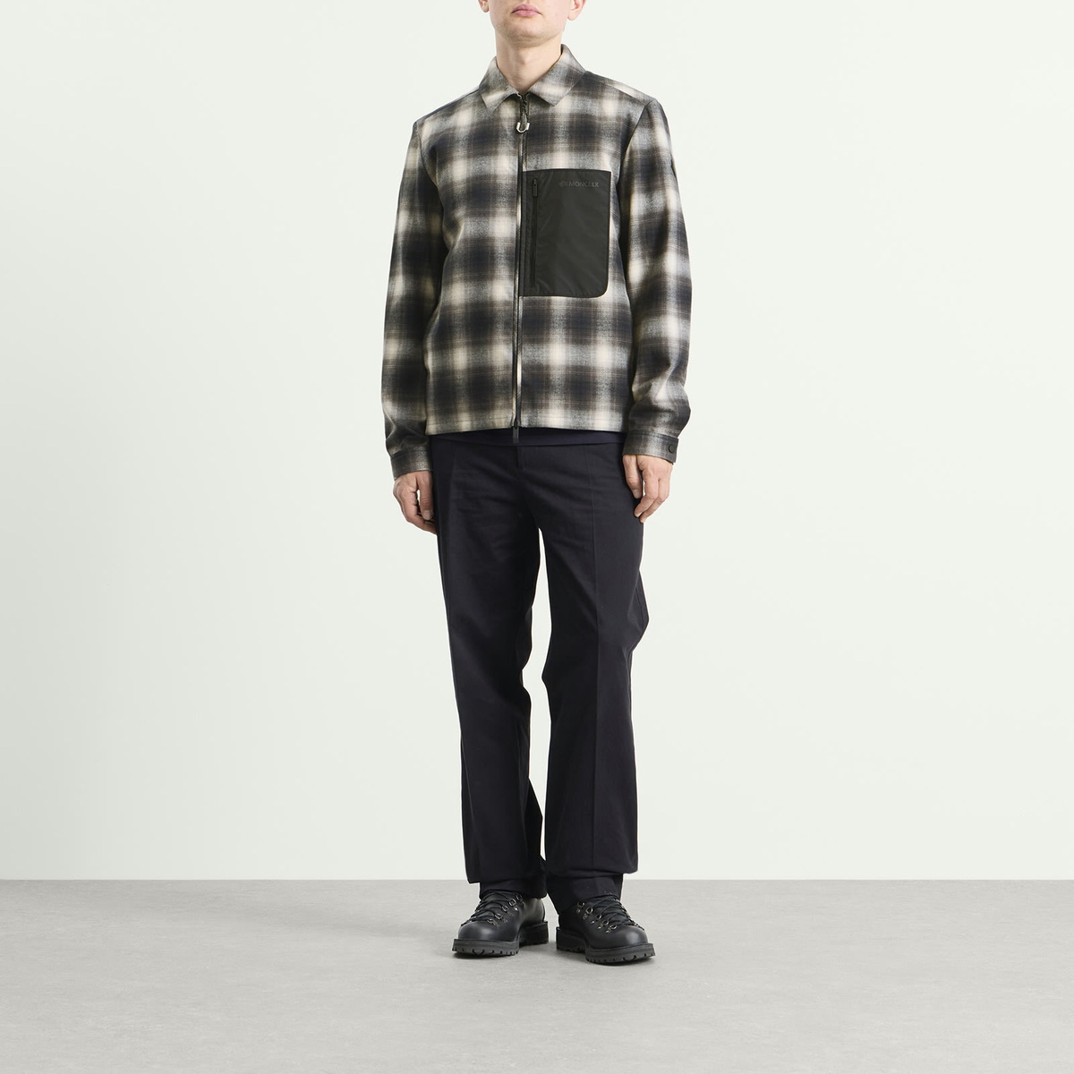 Moncler Men's Cornisello Check Shirt Jacket in Black
