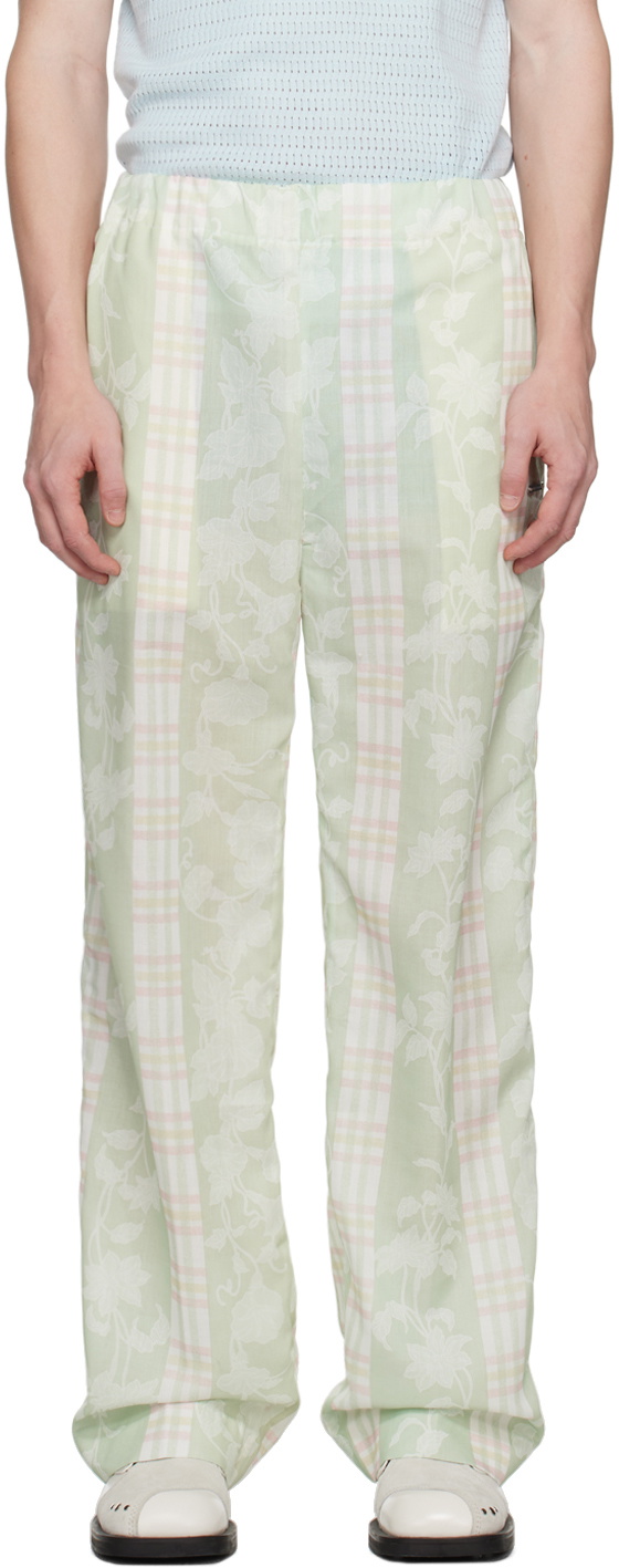 young n sang Green Floral Trousers
