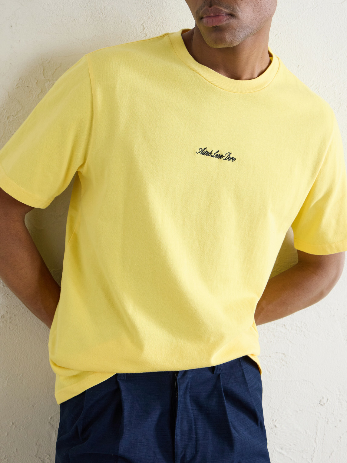Aimé Leon Dore - Logo-Embroidered Cotton-Jersey T-Shirt - Yellow