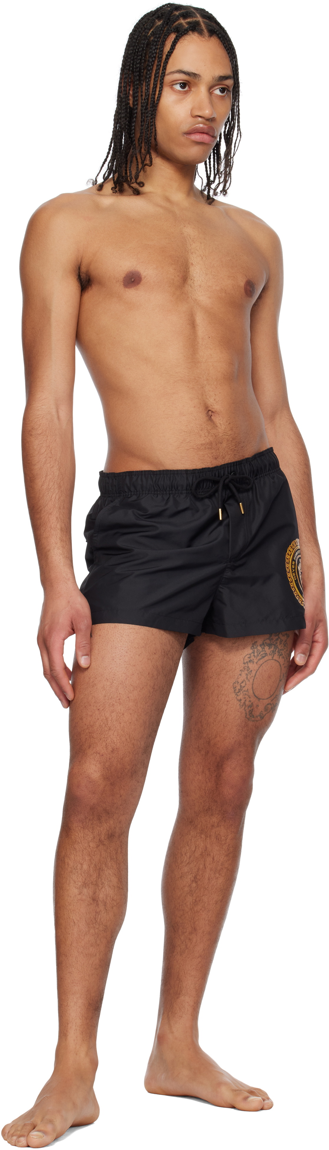 Versace Underwear Black Chain Crest Print Swim Shorts