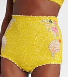 Clio Peppiatt Marina embellished high-rise micro shorts