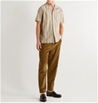 Beams F - Camp-Collar Striped Cotton and Linen-Blend Shirt - Yellow
