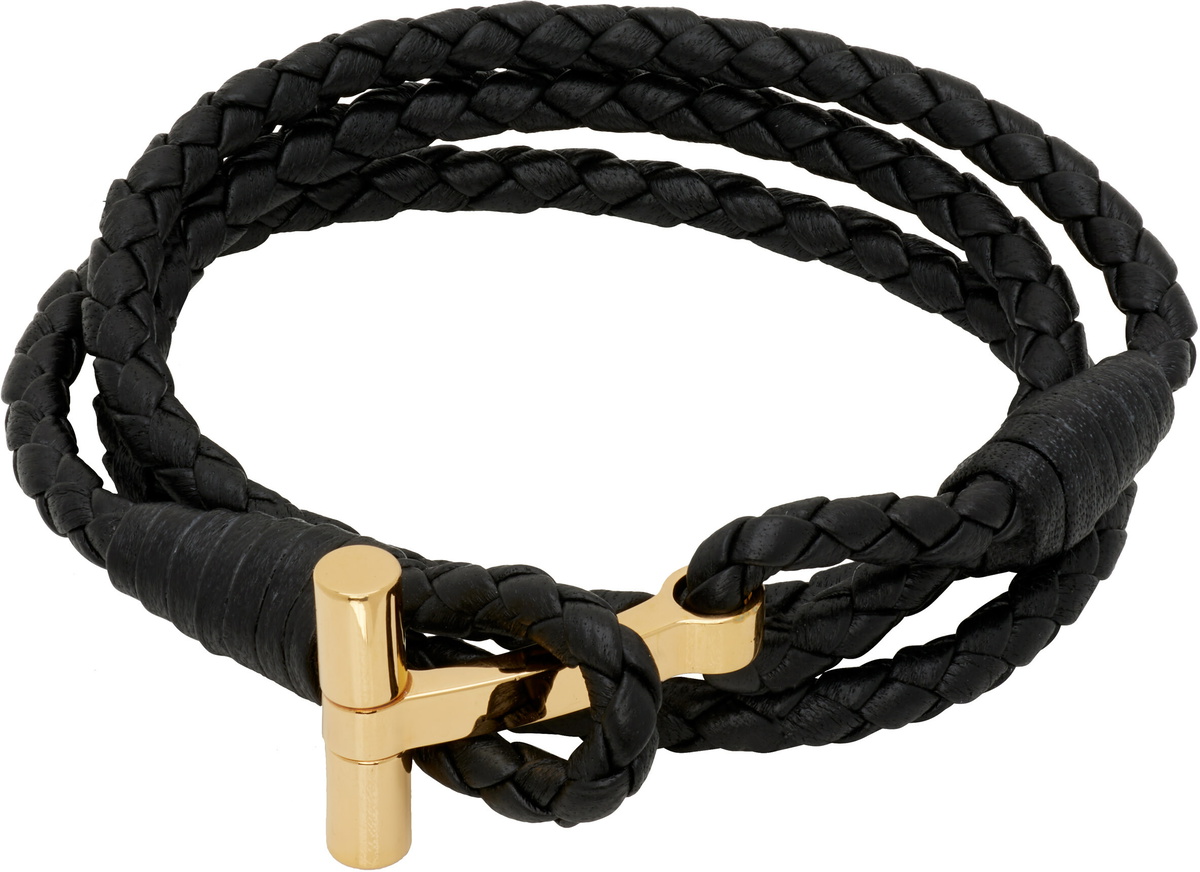 TOM FORD Braided Leather T Bracelet