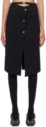 J KOO Black Belted Midi Skirt