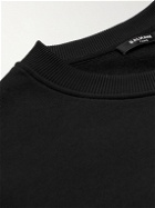 Balmain - Logo-Print Striped Cotton-Jersey Sweatshirt - Black