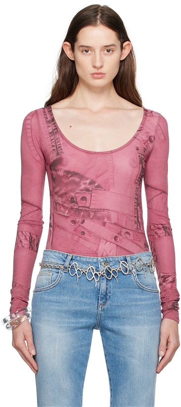 Photo: Blumarine Pink Printed Bodysuit