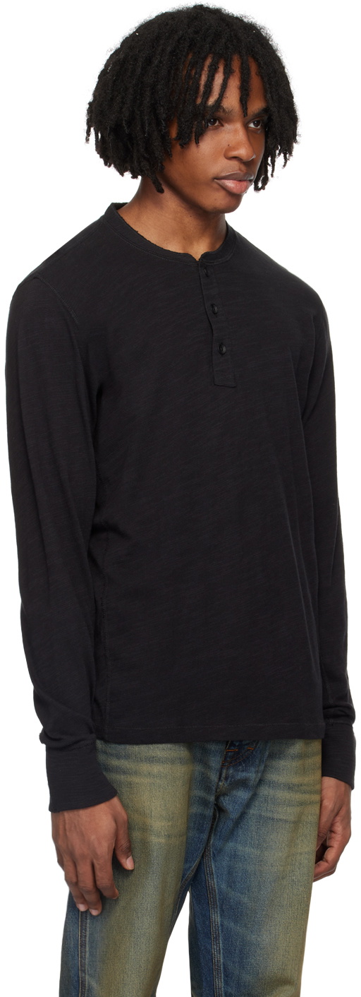 rag & bone Black Classic Flame Henley