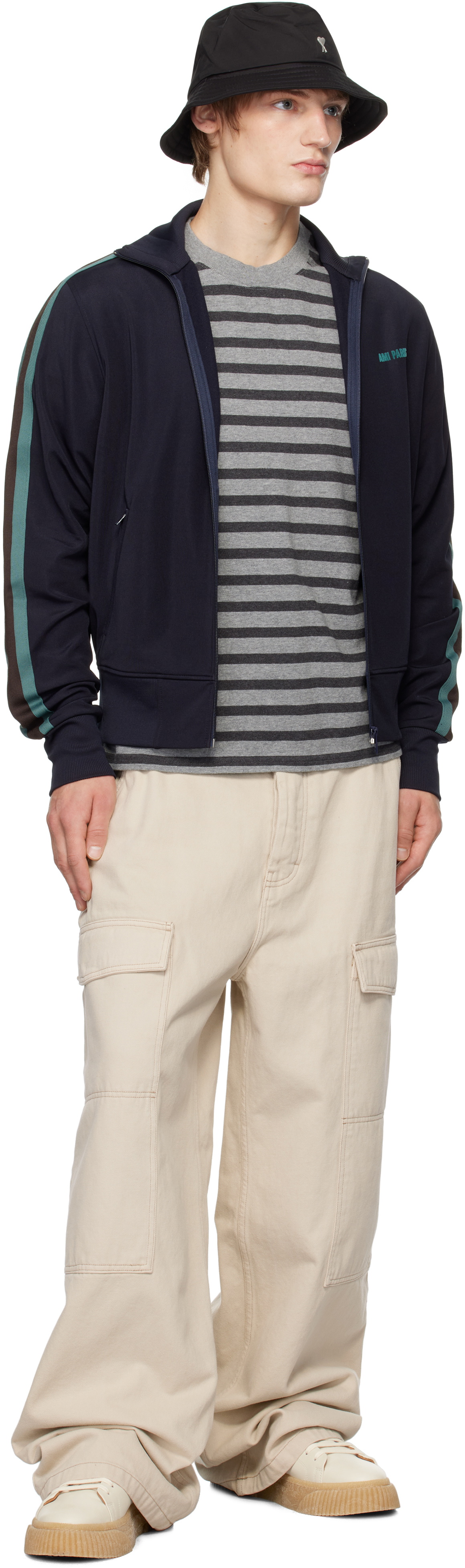 AMI Paris Navy Zipped Track Jacket AMI