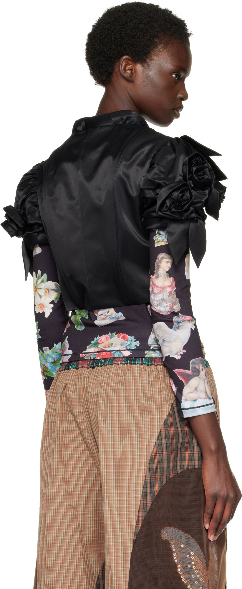 Chopova Lowena Black Rose Shrug Top