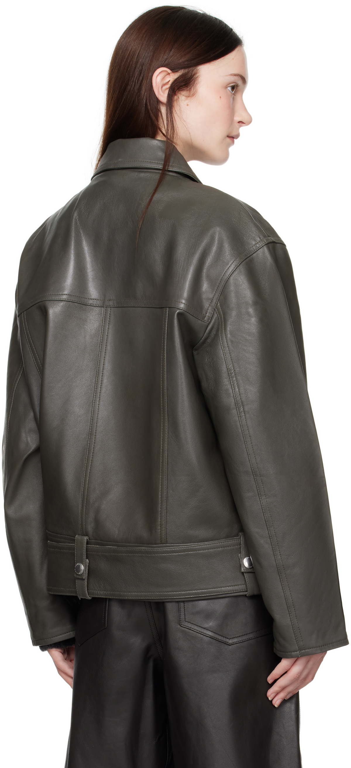 Stand Studio Gray Yara Leather Jacket
