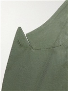 De Petrillo - Double-Breasted Cotton-Seersucker Blazer - Green